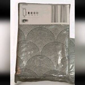 Ikea LOPPÖRT LOPPORT Room Darkening Curtains 57x98 " 1 Pair Scalloped/Gray - NEW